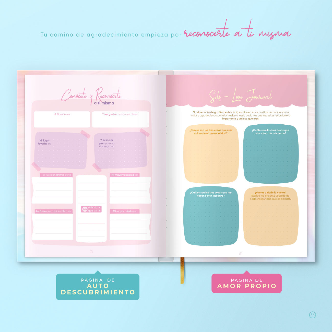 Pagina de eautodescubrimieno y de amor propio del Diario de gratitud PLAIVI