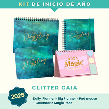 Kit Inicio de Año con Agenda Diaria - Glitter Gaia - Entregas desde el 15 de Nov