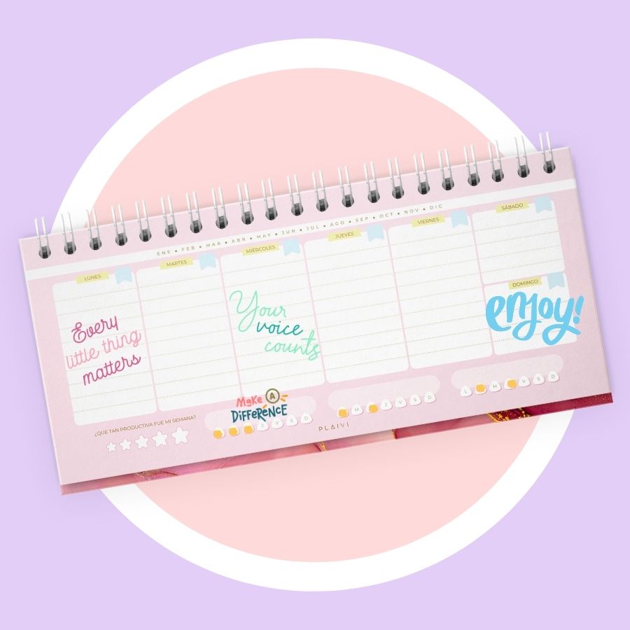 Planeador semanal -  planner - planeador de escritorio -  fechas abiertas -  trackers - weekly