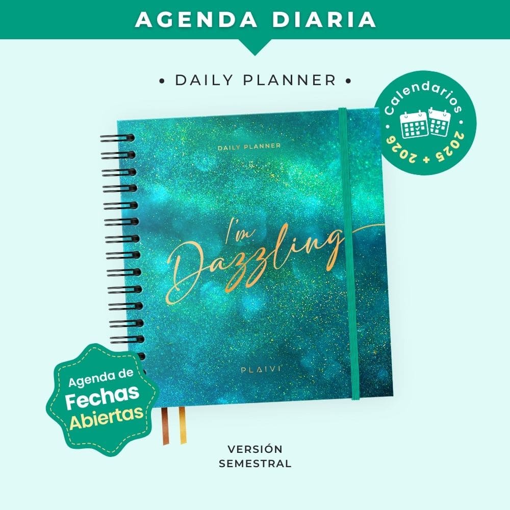 Agenda Diaria Semestral (Sin Fechas) - Daily Planner Glitter Gaia