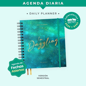 Agenda Diaria Semestral (Sin Fechas) - Daily Planner Glitter Gaia