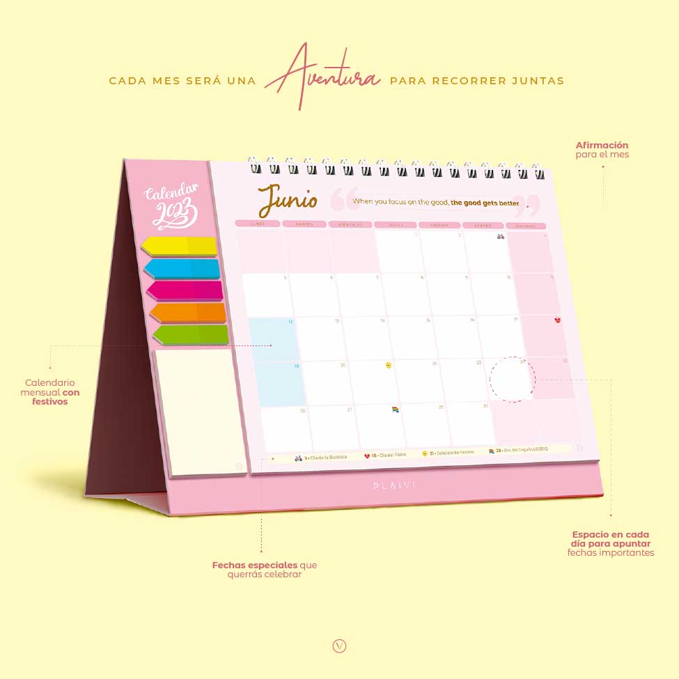 Deliberar Cargado Pantano Calendario de Escritorio 2023 - Pink